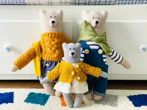 Handmade Stuffed Cloth Mom/Dad Bear - Dressed