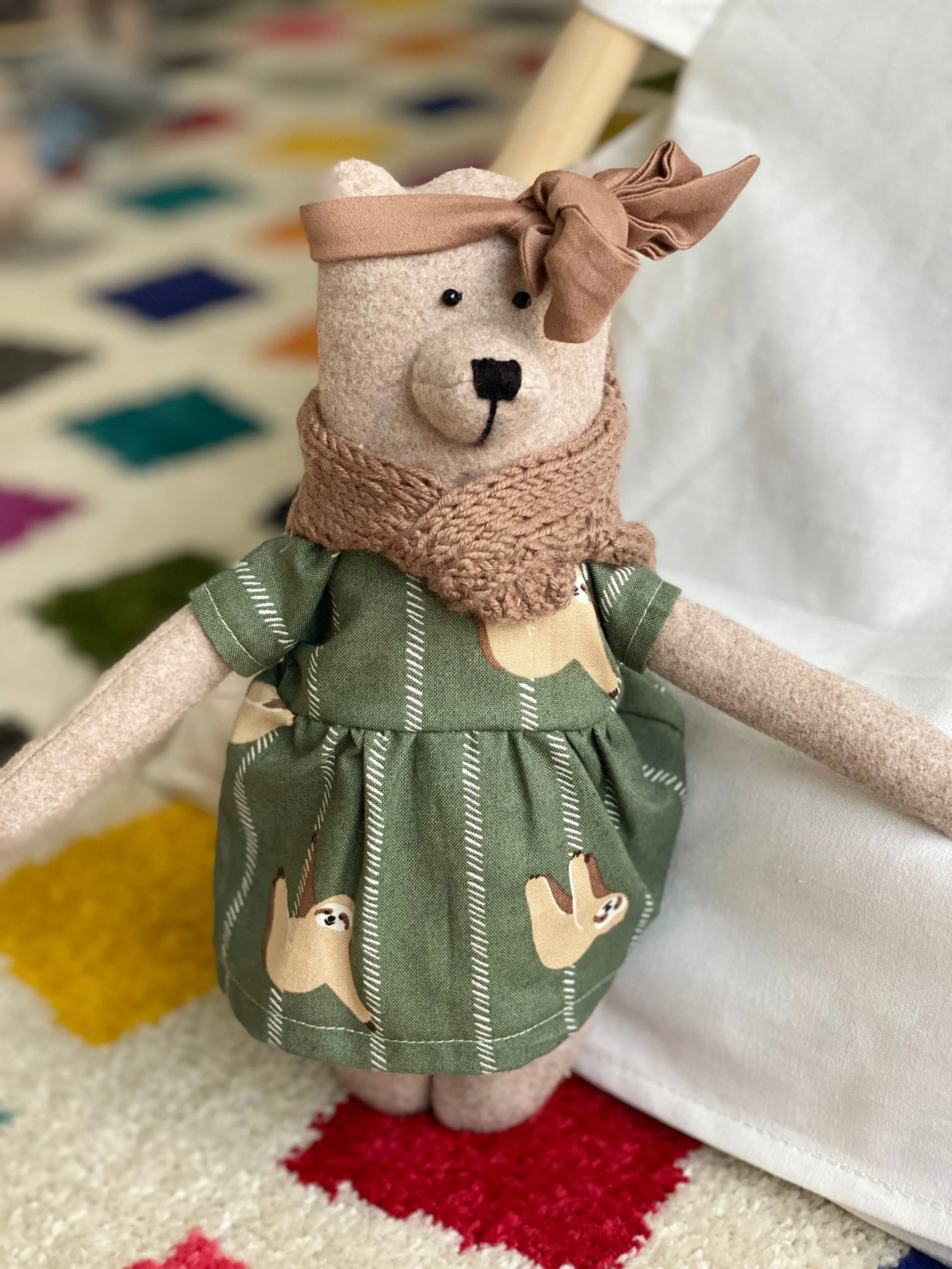 Handmade Stuffed Cloth Mom/Dad Bear - Dressed