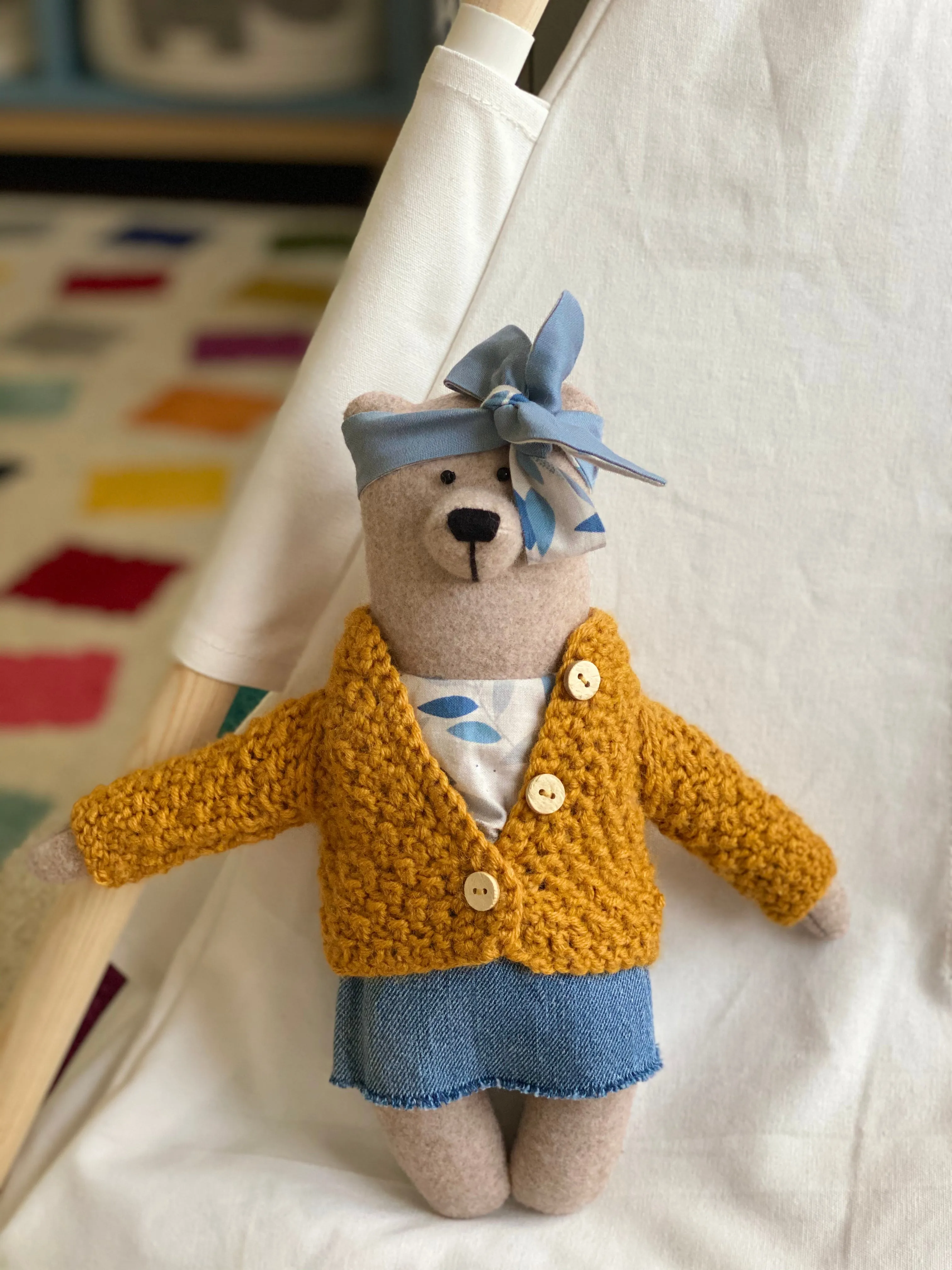 Handmade Stuffed Cloth Mom/Dad Bear - Dressed