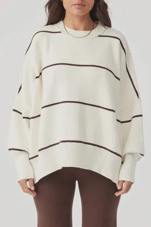 Harper Stripe Organic Knit Sweater - Cream & Chocolate