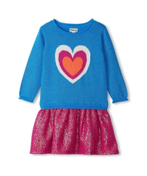 Hatley Hearts Dropped Waist Sweater Dress