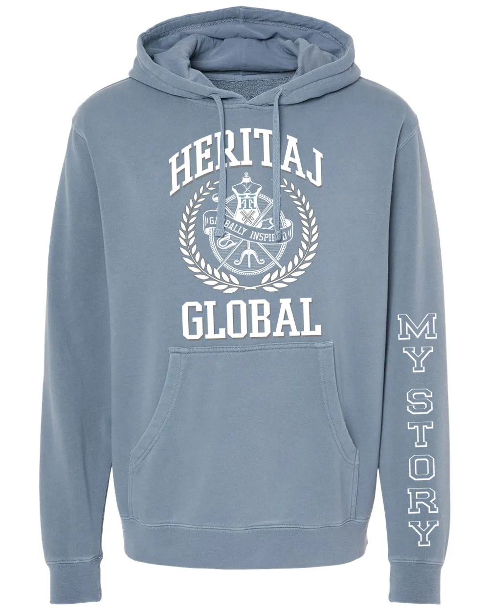 HERITAJ GLOBAL COLLEGIATE EDITION-(Pigment-Dyed) HOODIE-BLU