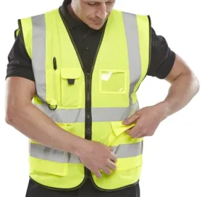 Hi Vis Executive Zipped Safety Vest with Multi Pockets En471 Class 2- Wcengexe