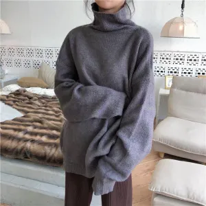 High Collar Oversize Knit Long Sweater