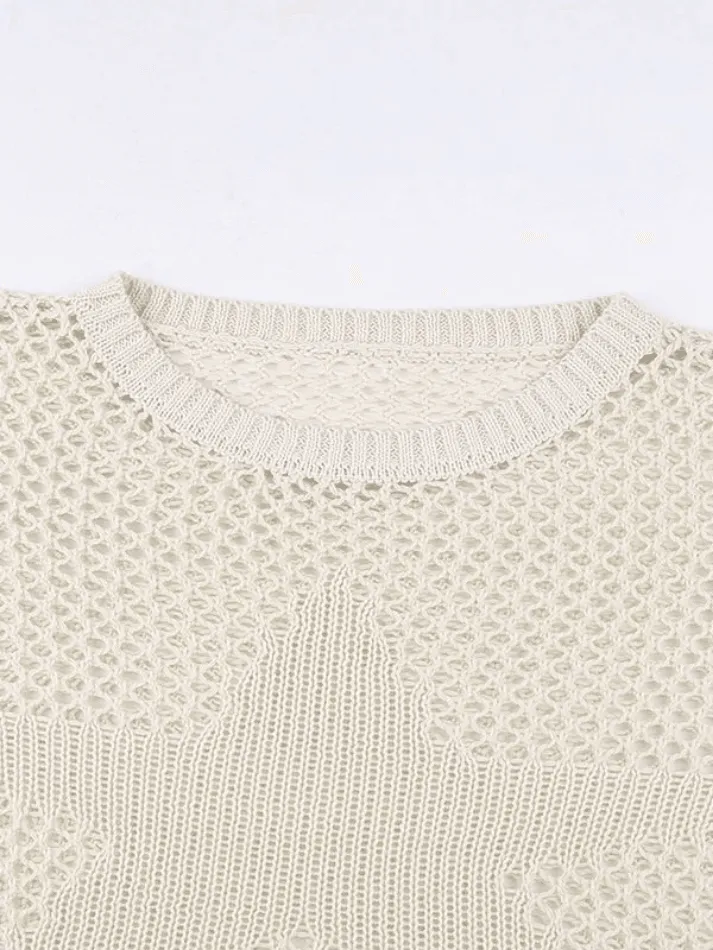 Hollow Out Star Crochet Knit Top