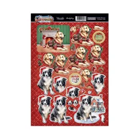 Hunkydory Christmas Golden Retriever & Border Collie Decoupage Topper Sheet