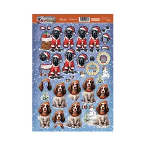 Hunkydory Christmas Labrador Retriever & English Springer Spaniel Decoupage Topper Sheet