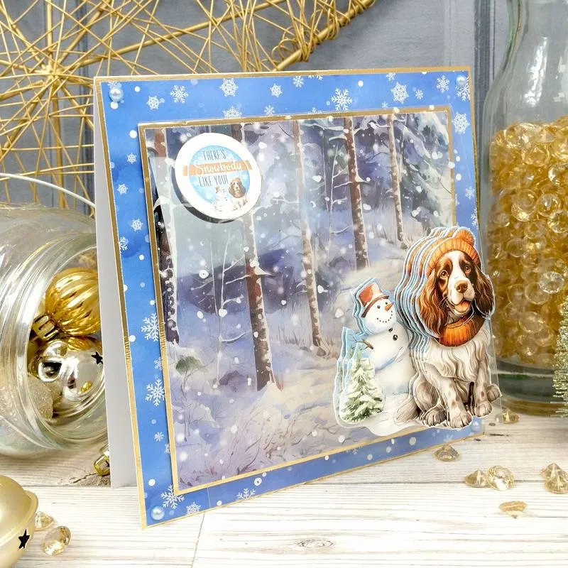 Hunkydory Christmas Labrador Retriever & English Springer Spaniel Decoupage Topper Sheet