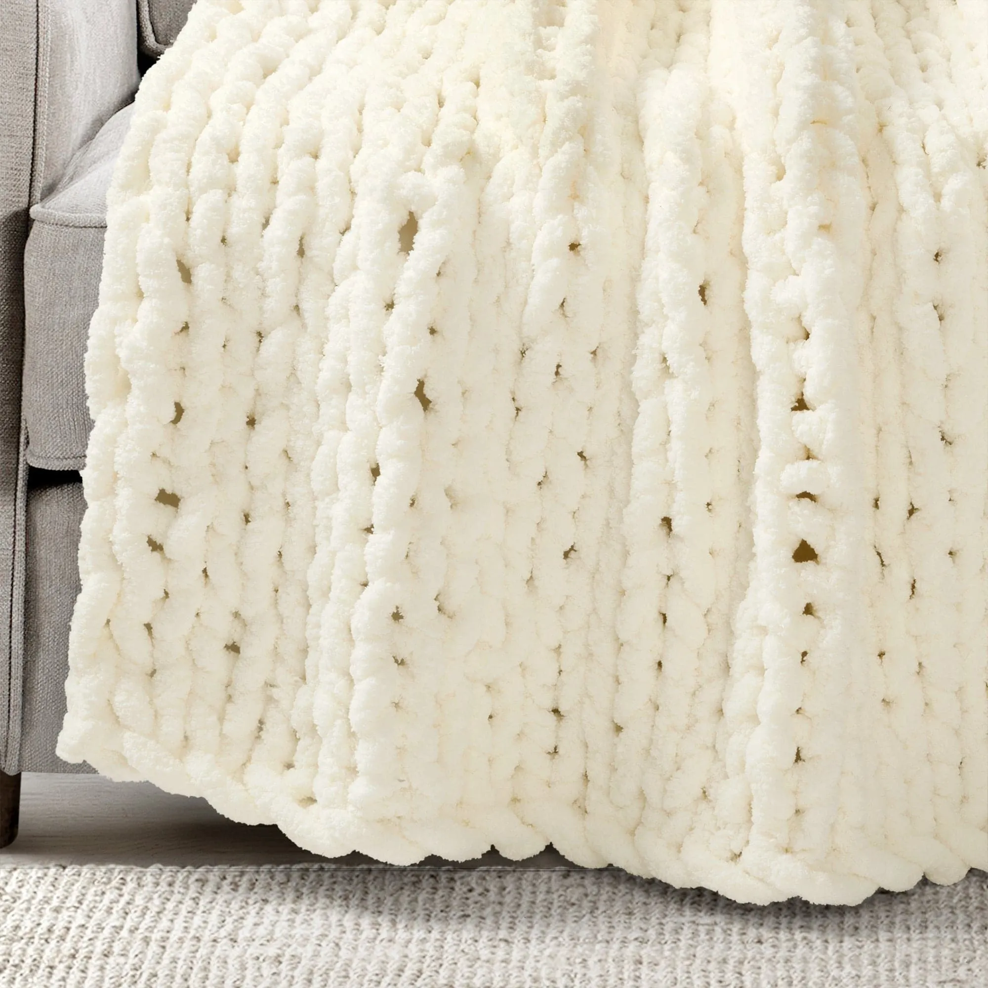 Hygge Ultra Soft Chenille Chunky Knit Throw Blanket