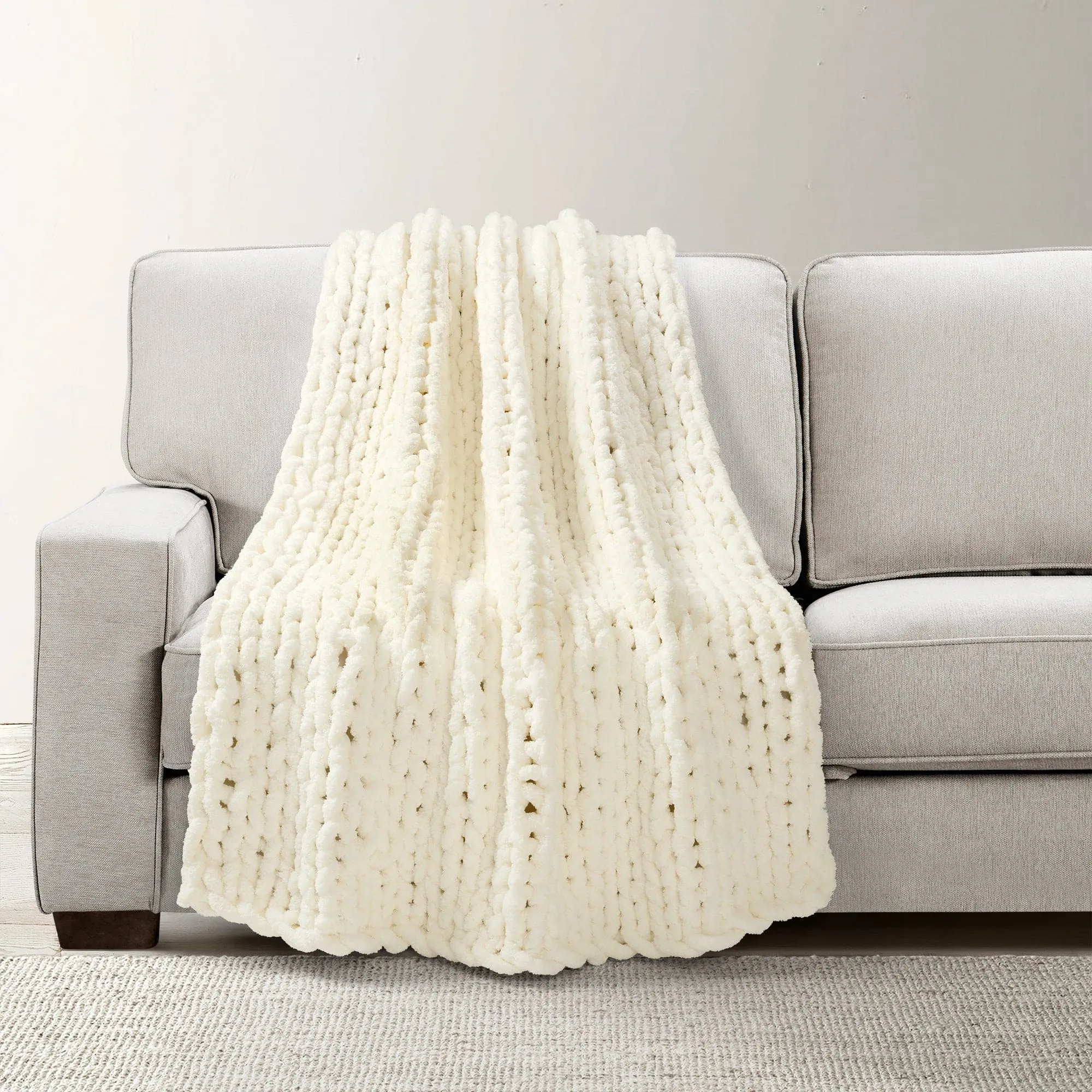 Hygge Ultra Soft Chenille Chunky Knit Throw Blanket