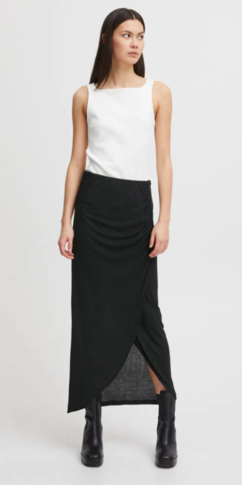 Ichi Ruched Jersey Maxi Skirt