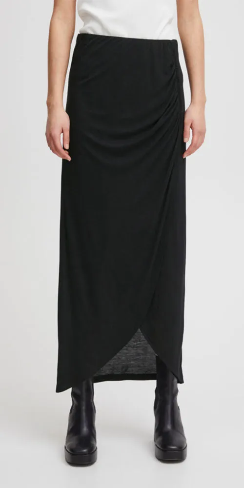 Ichi Ruched Jersey Maxi Skirt