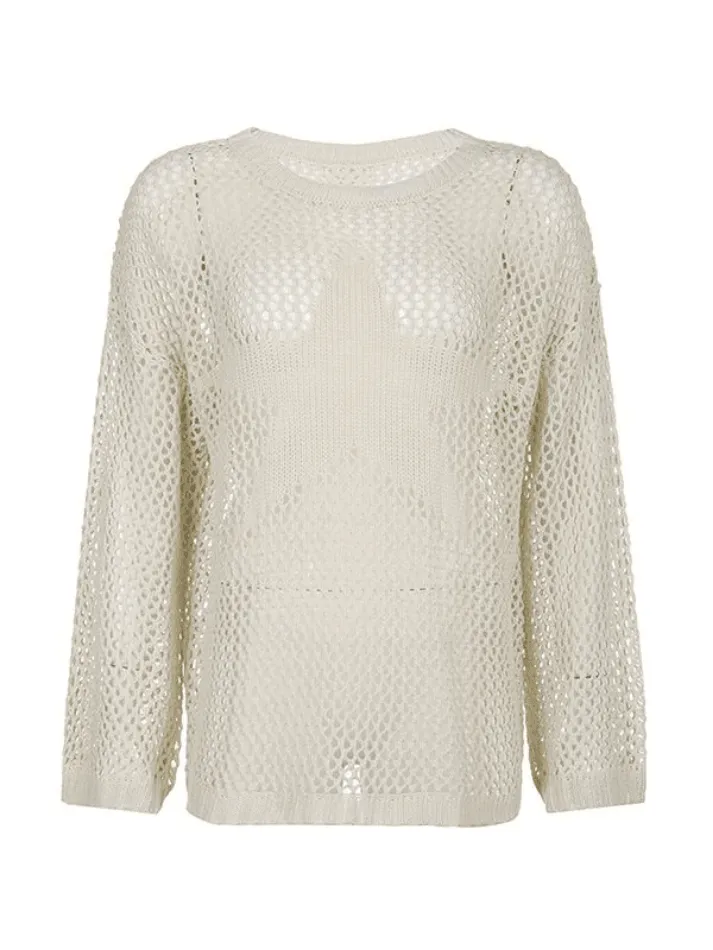 Joskaa Hollow Out Star Crochet Knit Top