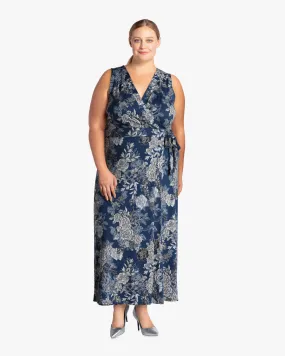 Juno Faux Wrap Maxi Dress | Azure Blue / Black