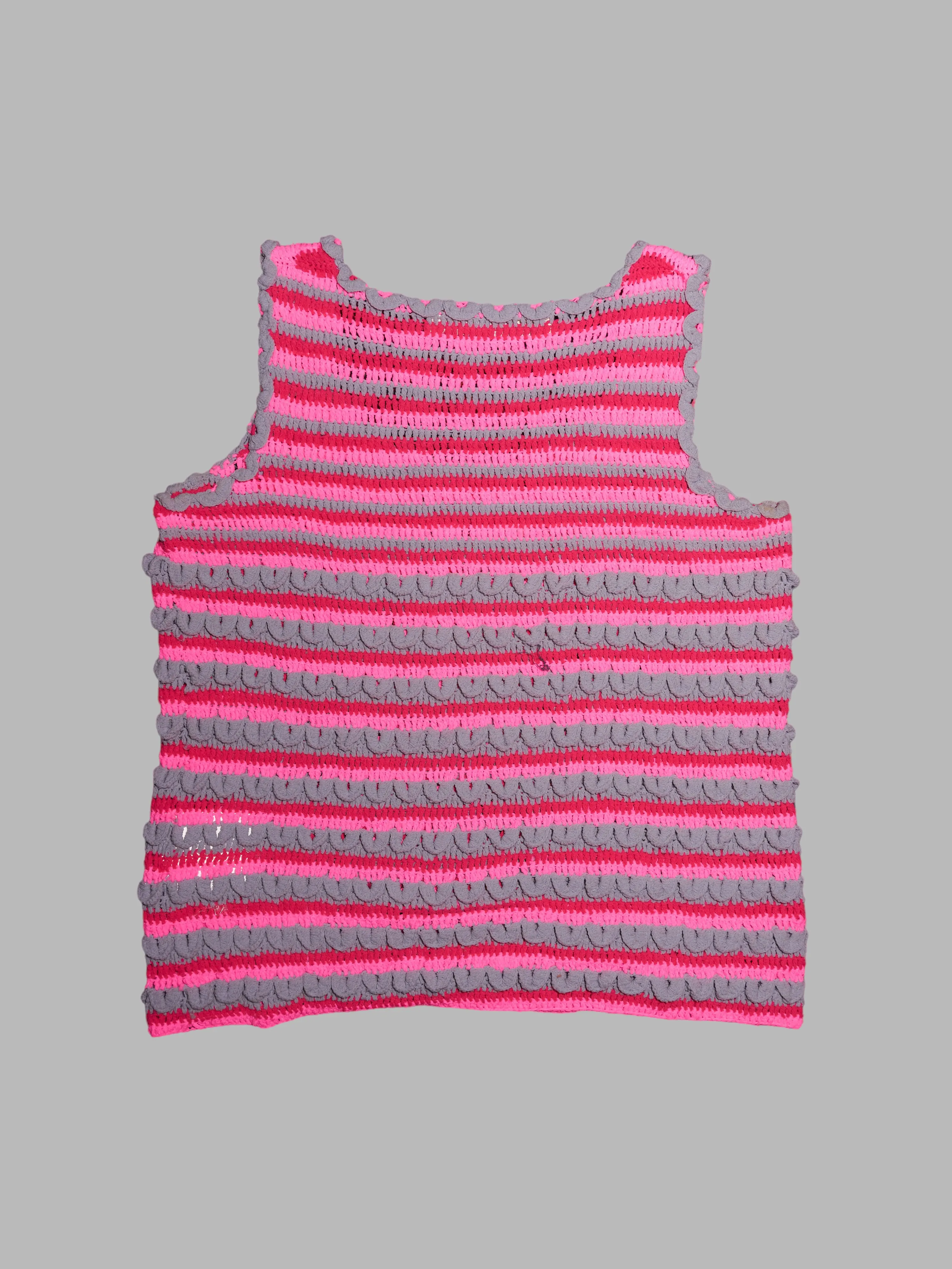 Junya Watanabe Comme des Garcons spring 2000 pink grey stripe bobbly knit vest