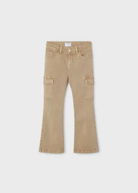 Khaki Flared Cargo Pant