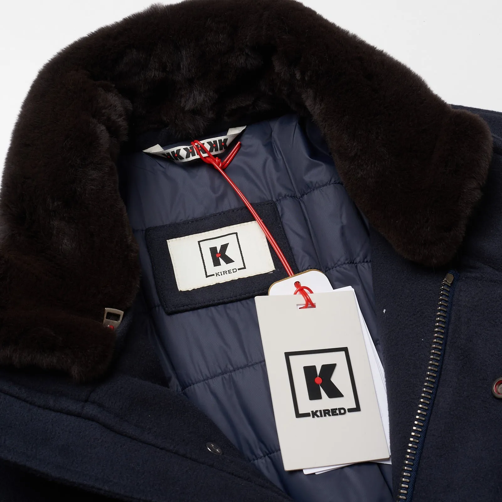 KITON KIRED "Emilius" Dark Blue Padded Jacket Coat Beaver Collar EU 50 US 40