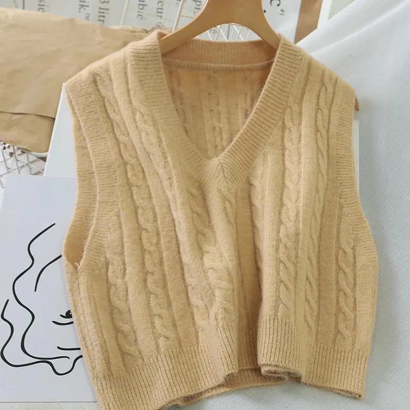 Knitted Sleeveless V-Neck Sweater Vest