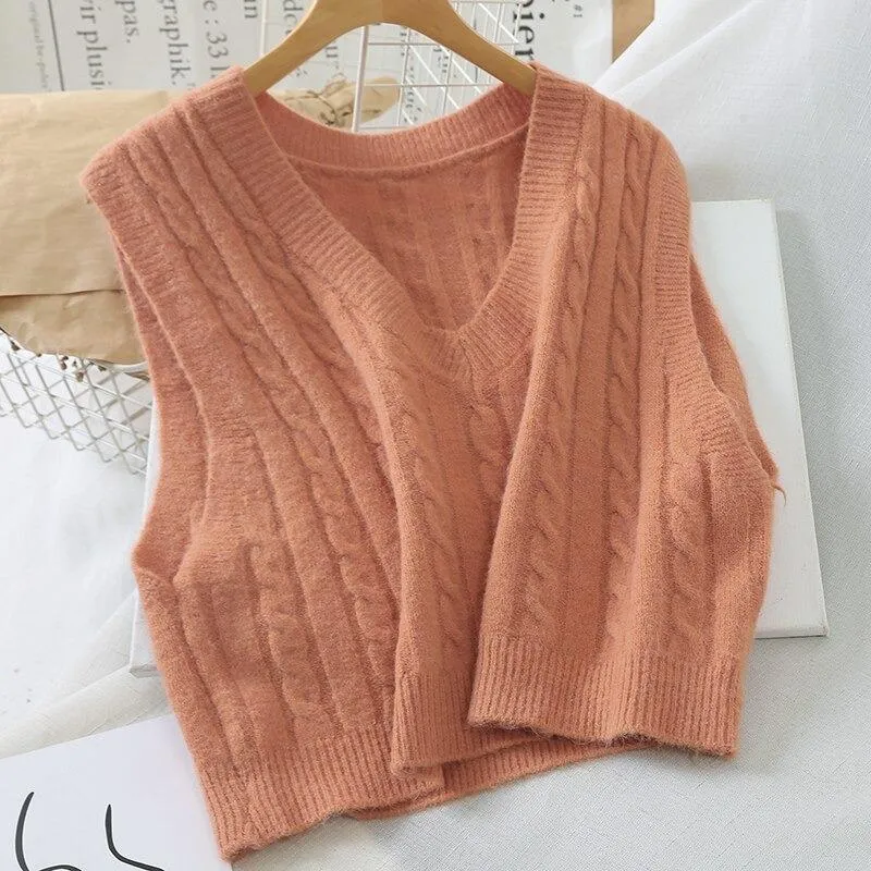 Knitted Sleeveless V-Neck Sweater Vest