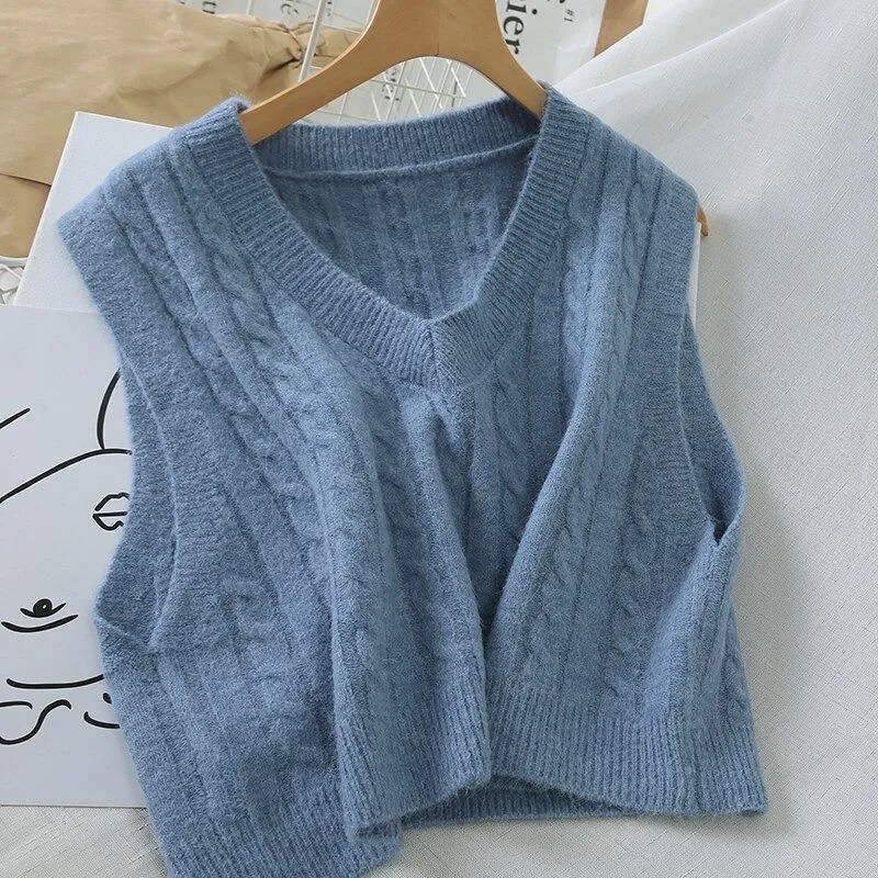 Knitted Sleeveless V-Neck Sweater Vest