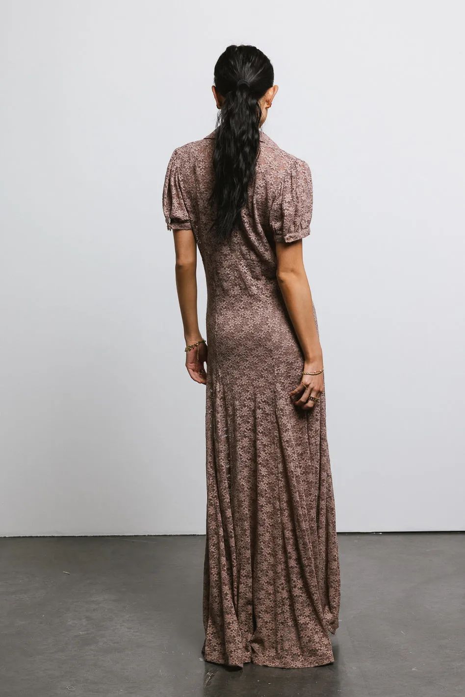 Lace Button Up Dress in Mocha - FINAL SALE