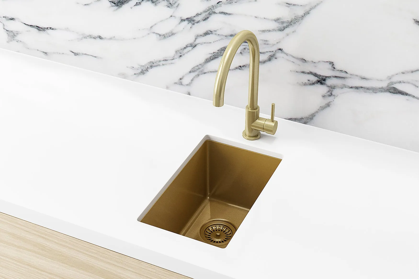 Lavello Bar Sink - Single Bowl 382 x 272 - Brushed Bronze Gold