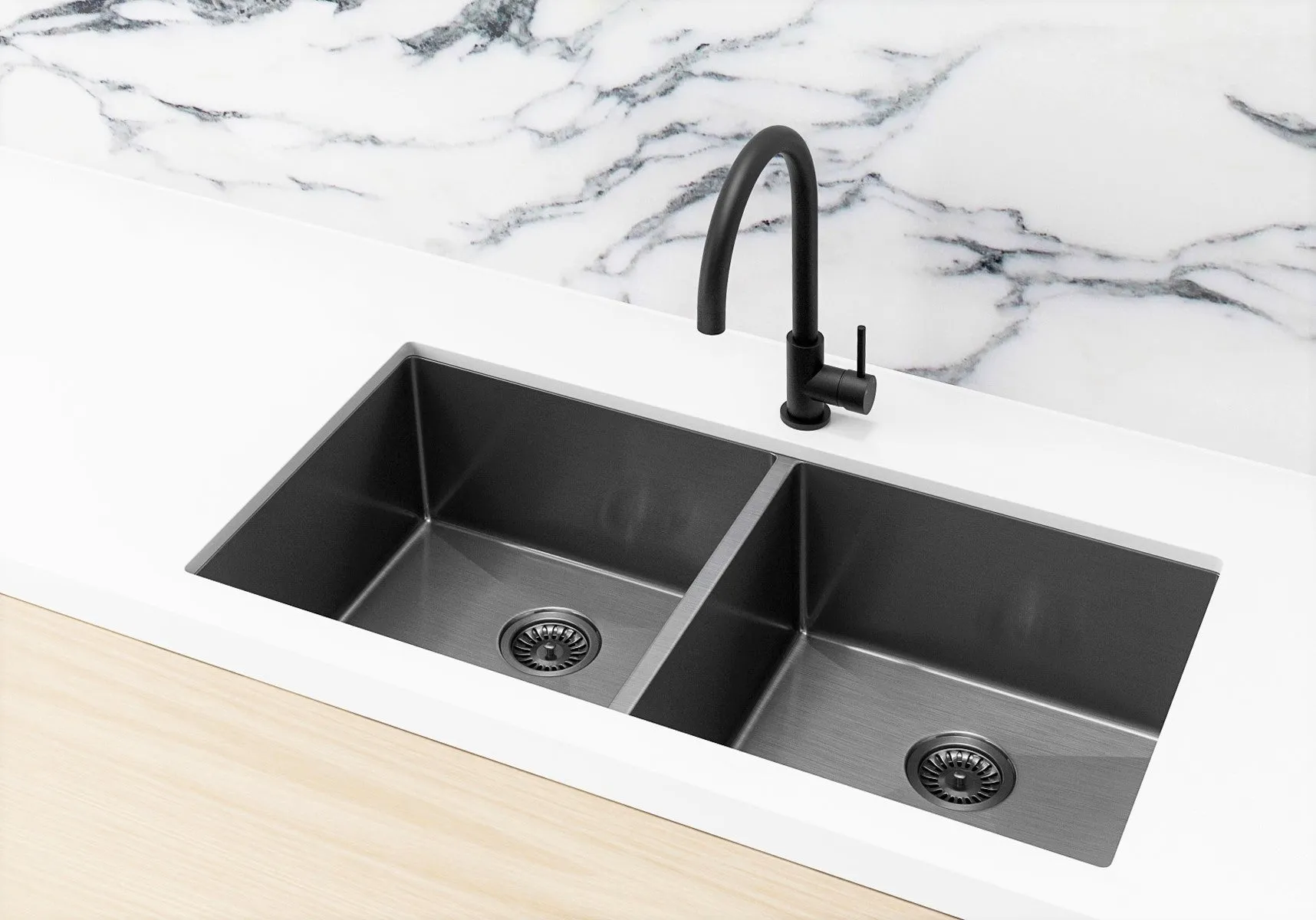 Lavello Kitchen Sink - Double Bowl 860 x 440 -  PVD Gunmetal Black