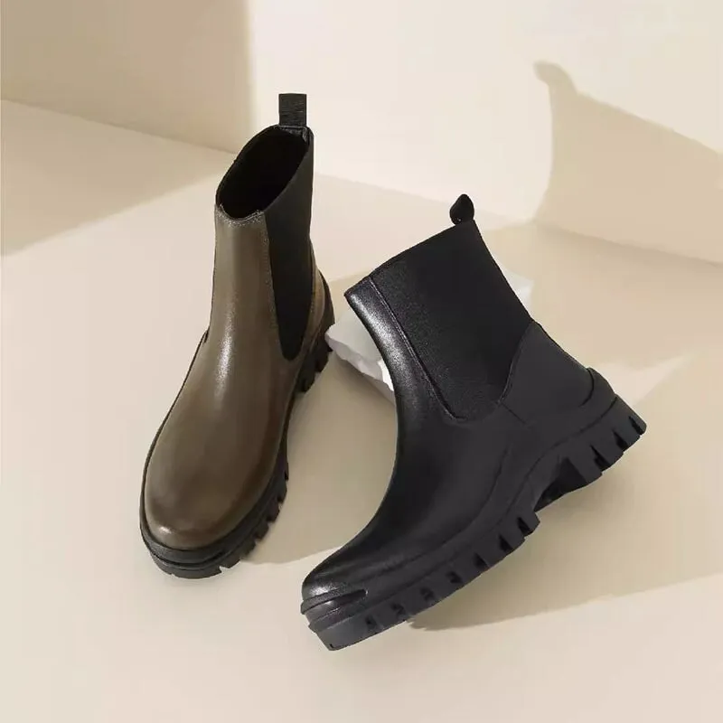 Leather Chelsea Boots Handmade Designer Ankle Boots Black/Green