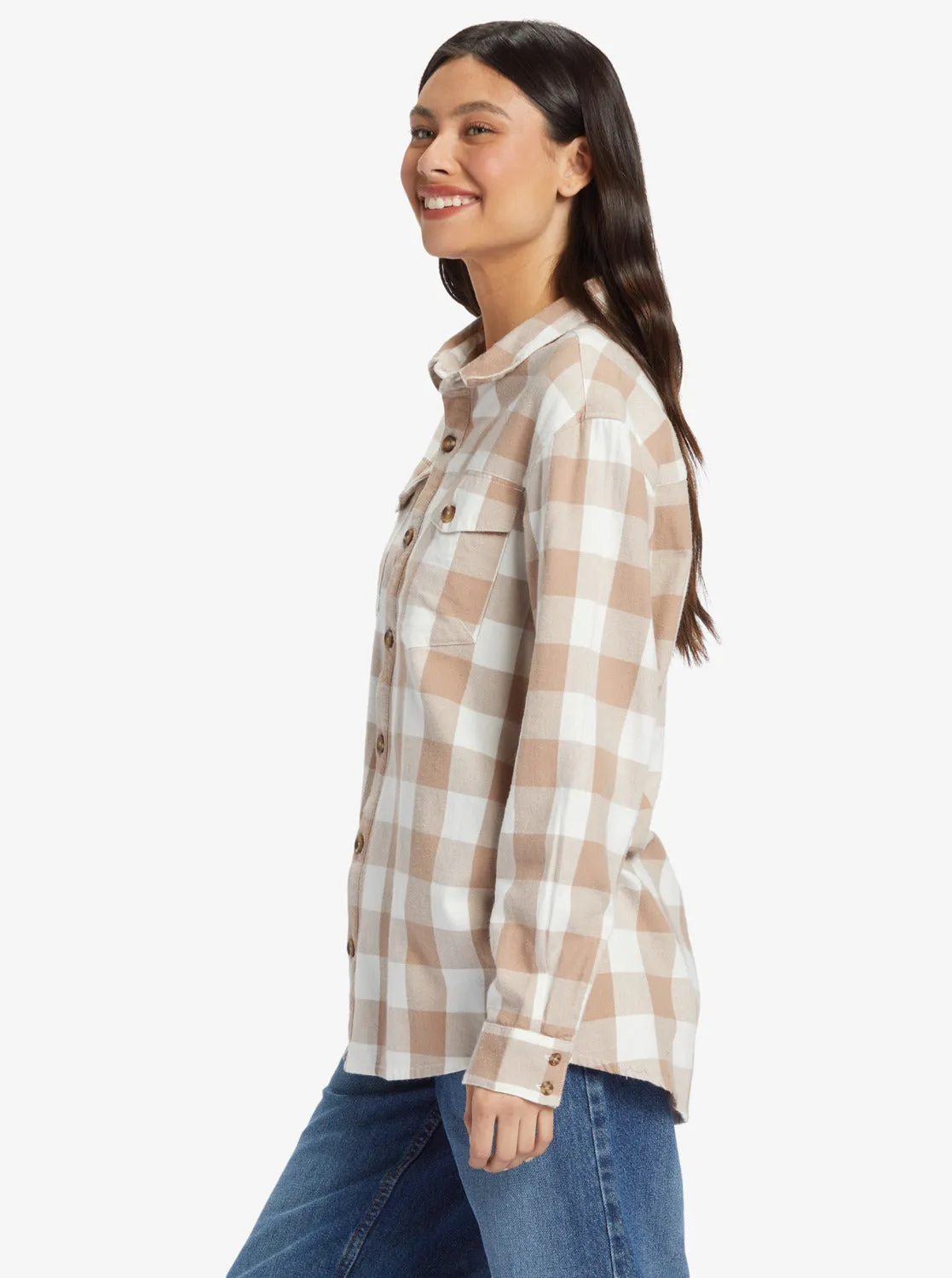 Let It Go Long Sleeve Flannel Shirt - Wild And Free Check