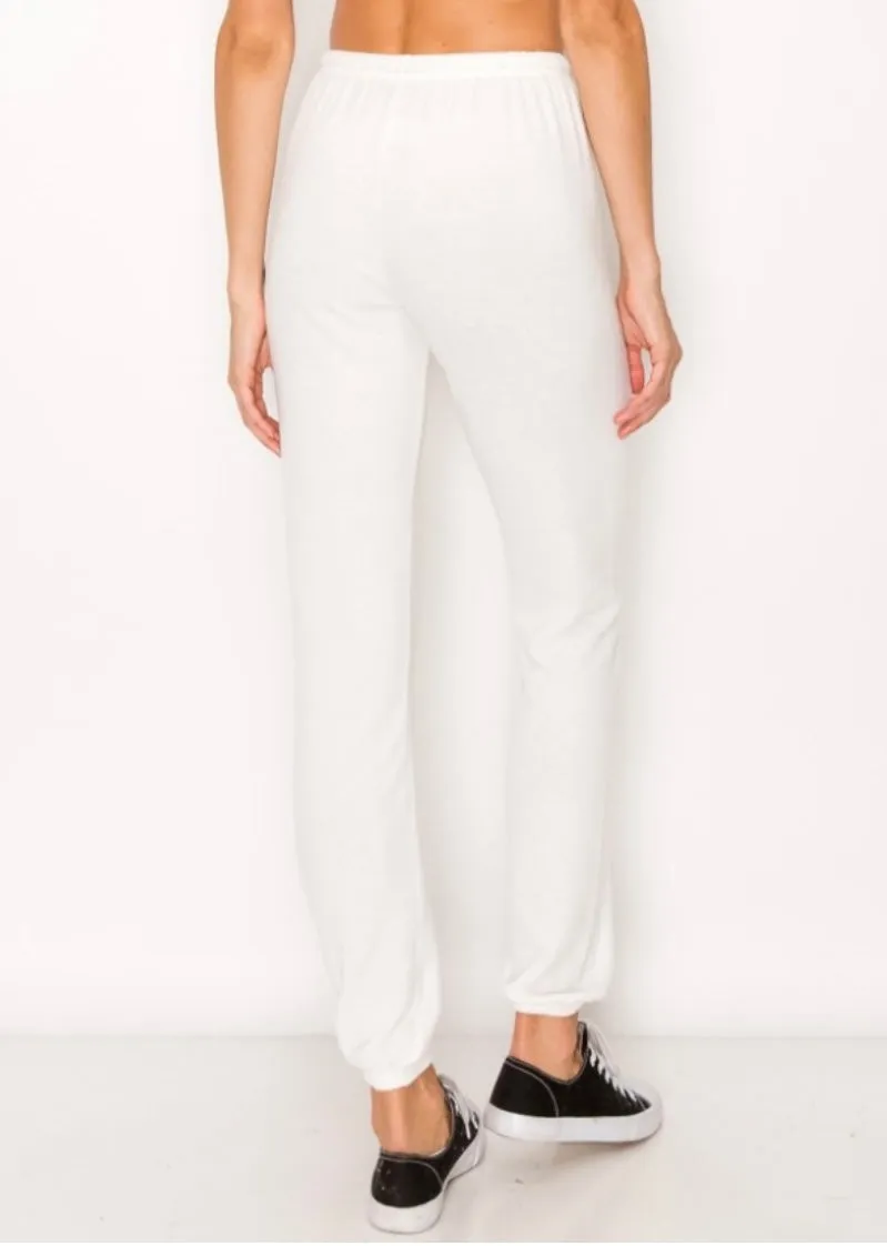 Lounge comfy and cozy pants with elastic drawstring pants with elastic at ankles- Ocean