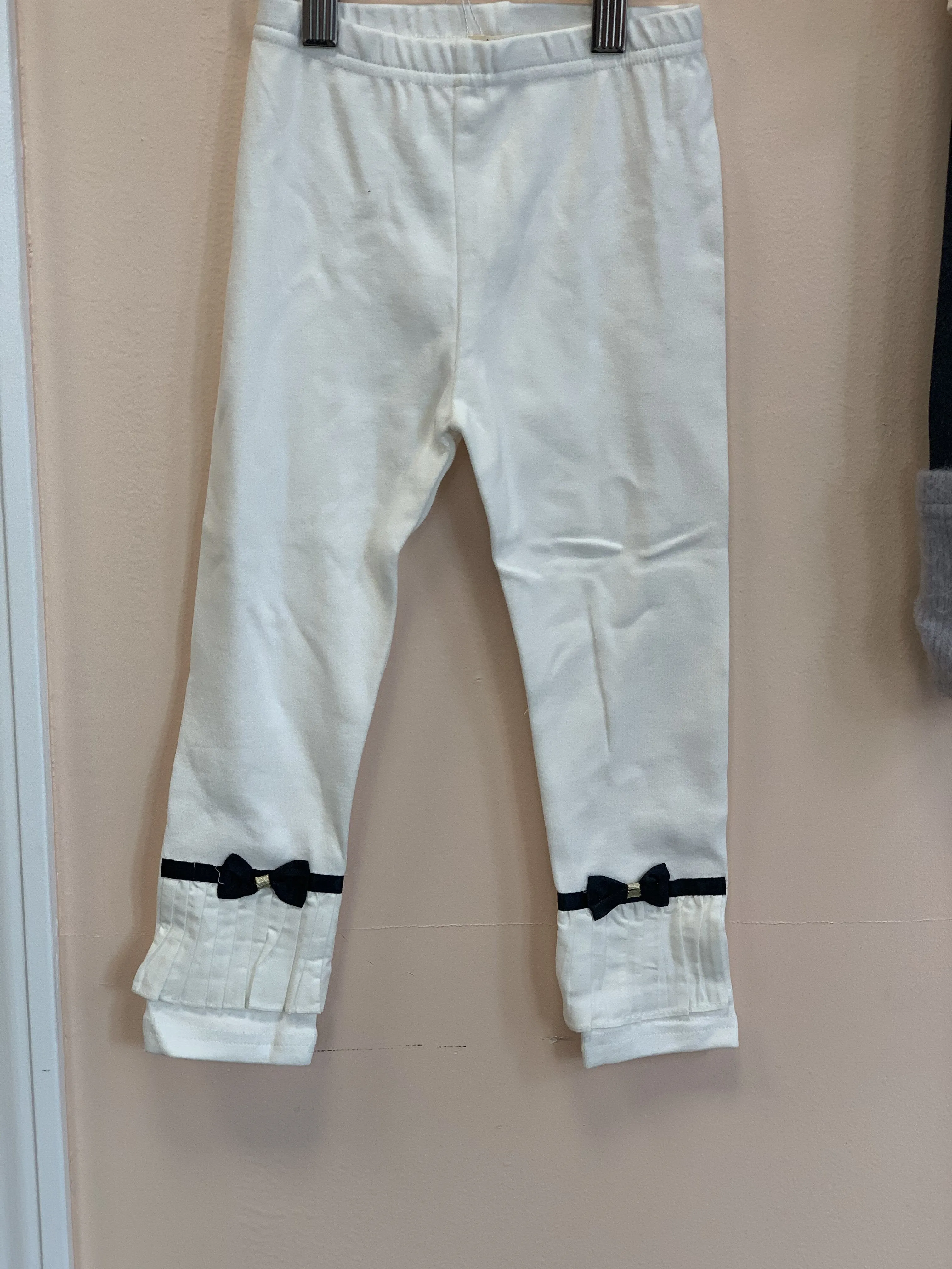 MaeLi Rose White Leggings w/ Black Trim