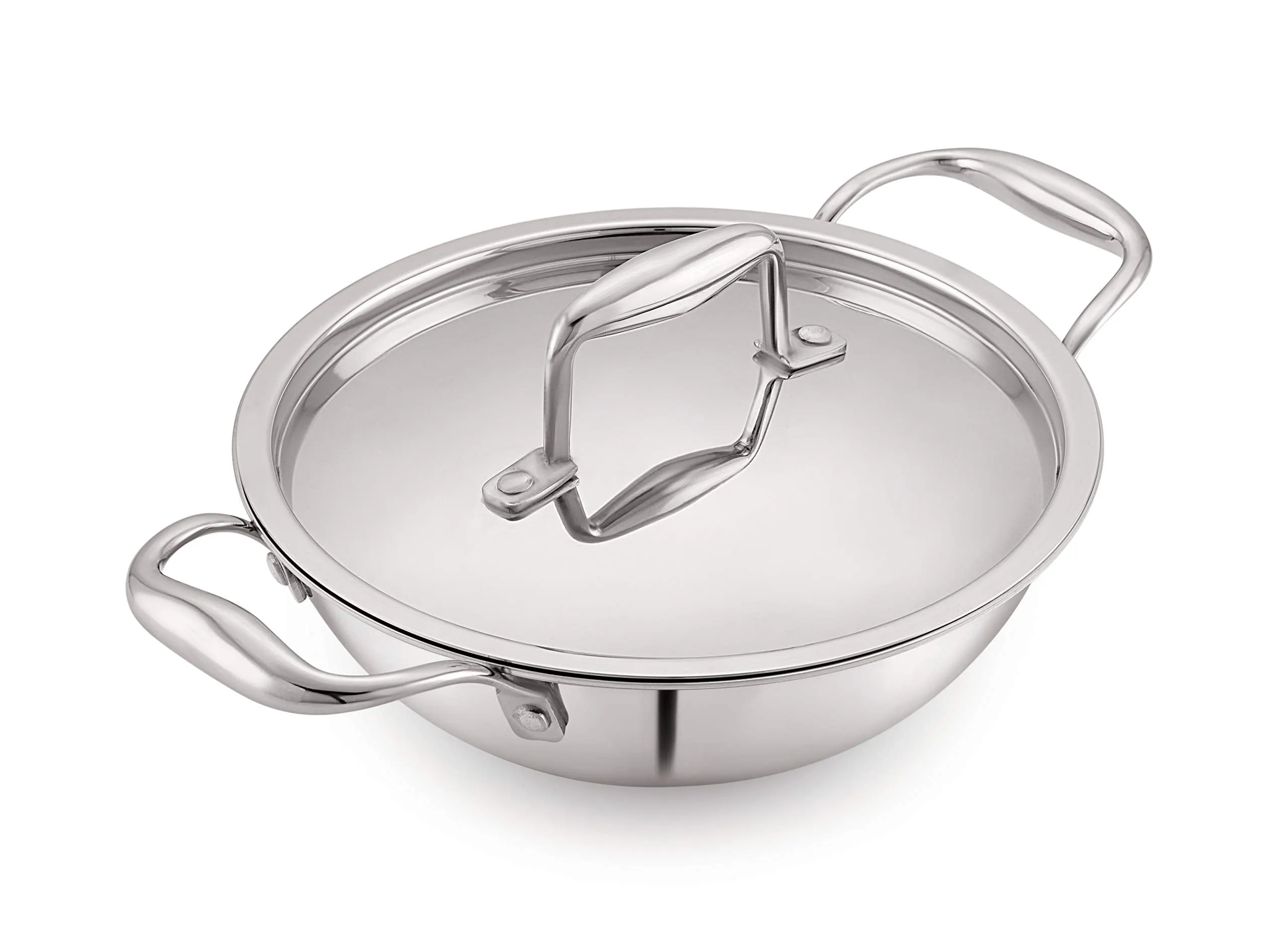 Magnus Triply Stainless Steel Kadai with Stainless Steel Lid,20 cm,1.7 L (Induction and Gas Stove Compatible)