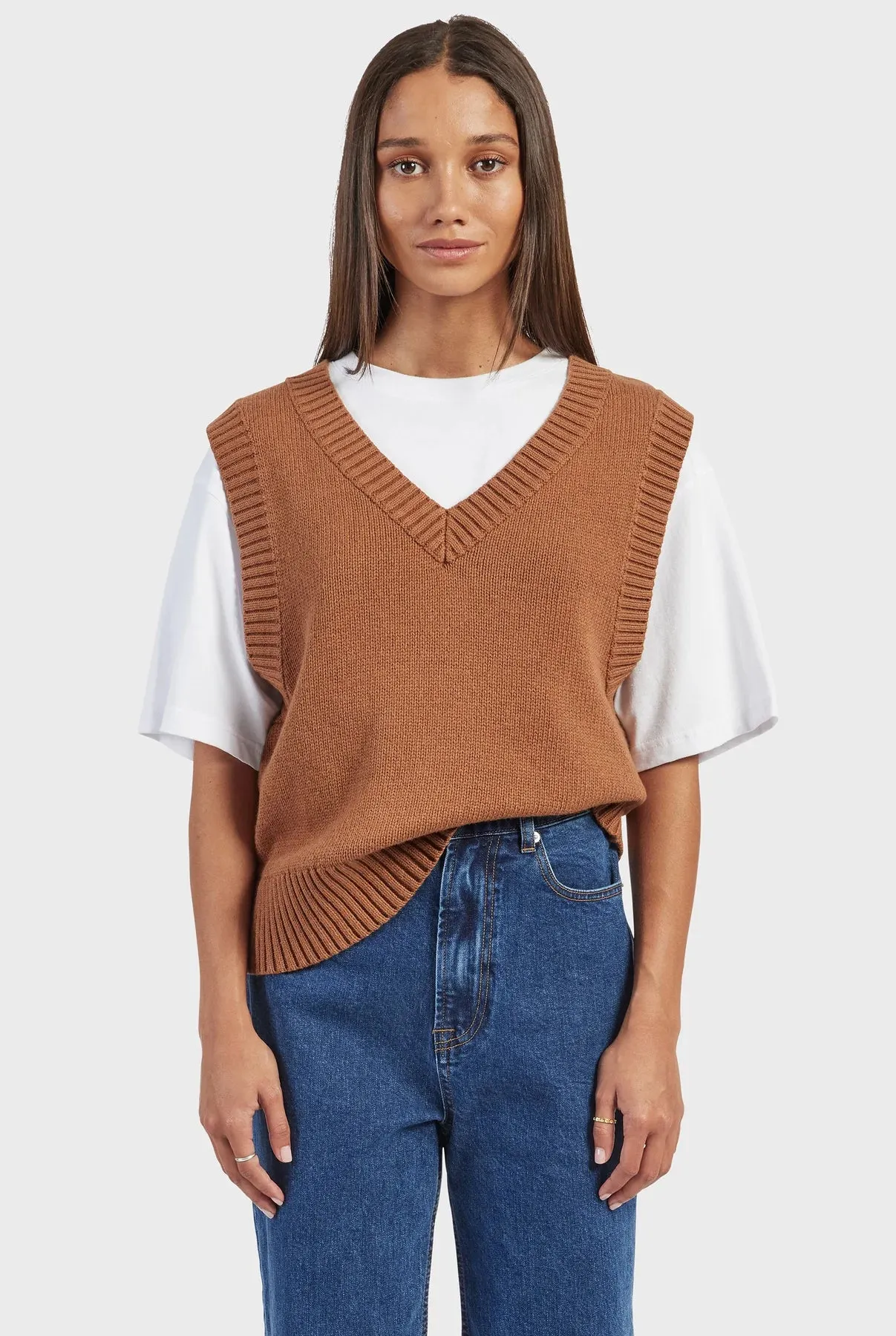 Malibu Knit Vest in Gingerbread