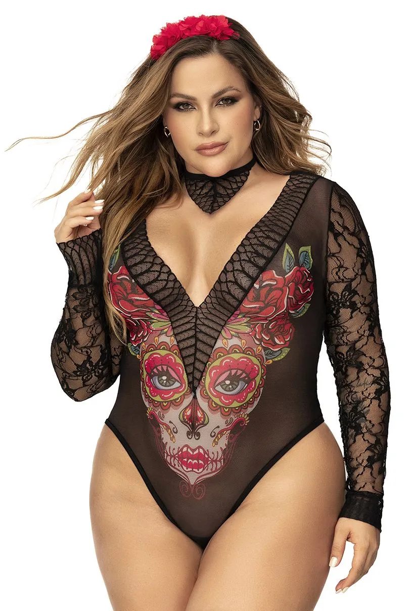 Mapale 60008X Curvy Size Costume Sexy Catrina Color Only Color