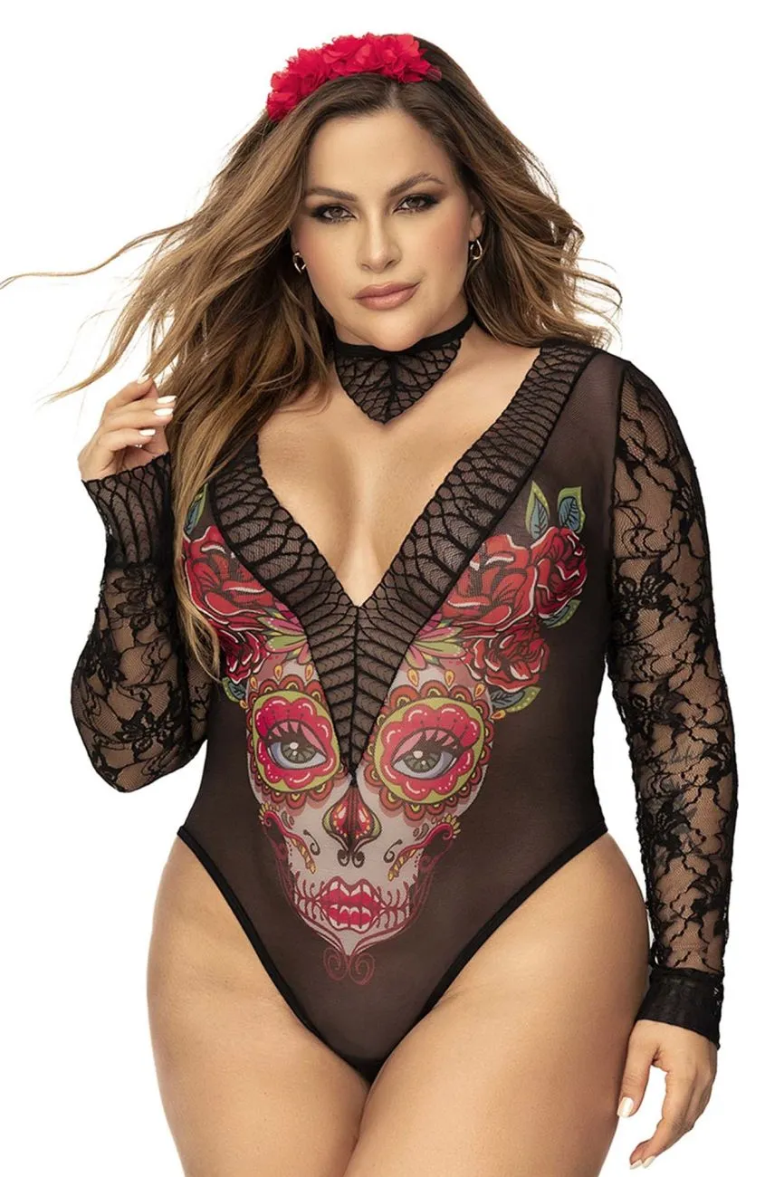 Mapale 60008X Curvy Size Costume Sexy Catrina Color Only Color