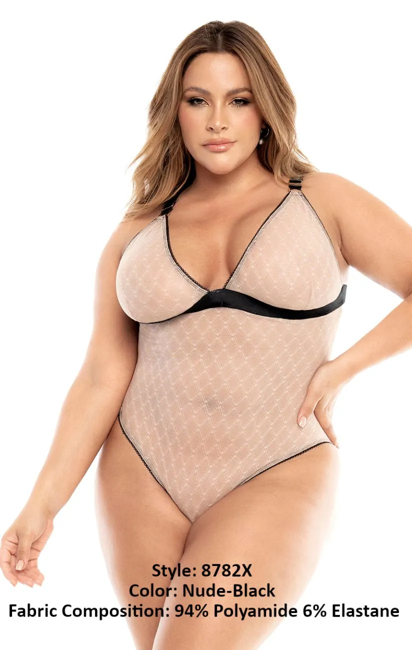 Mapale 8782X Curvy Size Bodysuit Color Nude-Black