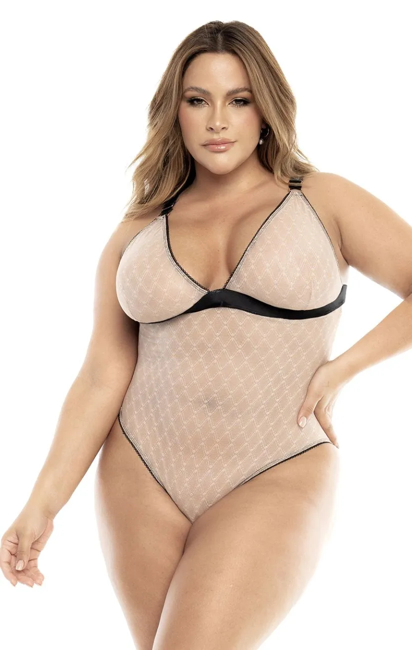 Mapale 8782X Curvy Size Bodysuit Color Nude-Black