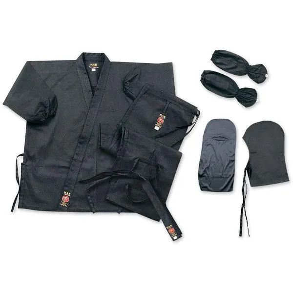 MAR-068 | Ninja Uniform & Kit (Featuring Hood, Face Mask, & Hidden Pockets)   FREE BELT