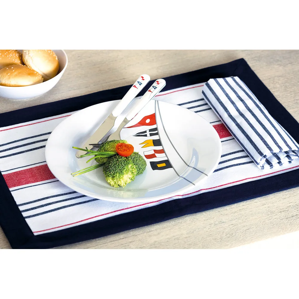 Marine Business Melamine Non-Slip, Flat, Round Dinner Plate - REGATA - 10" Set of 6 [12001C]