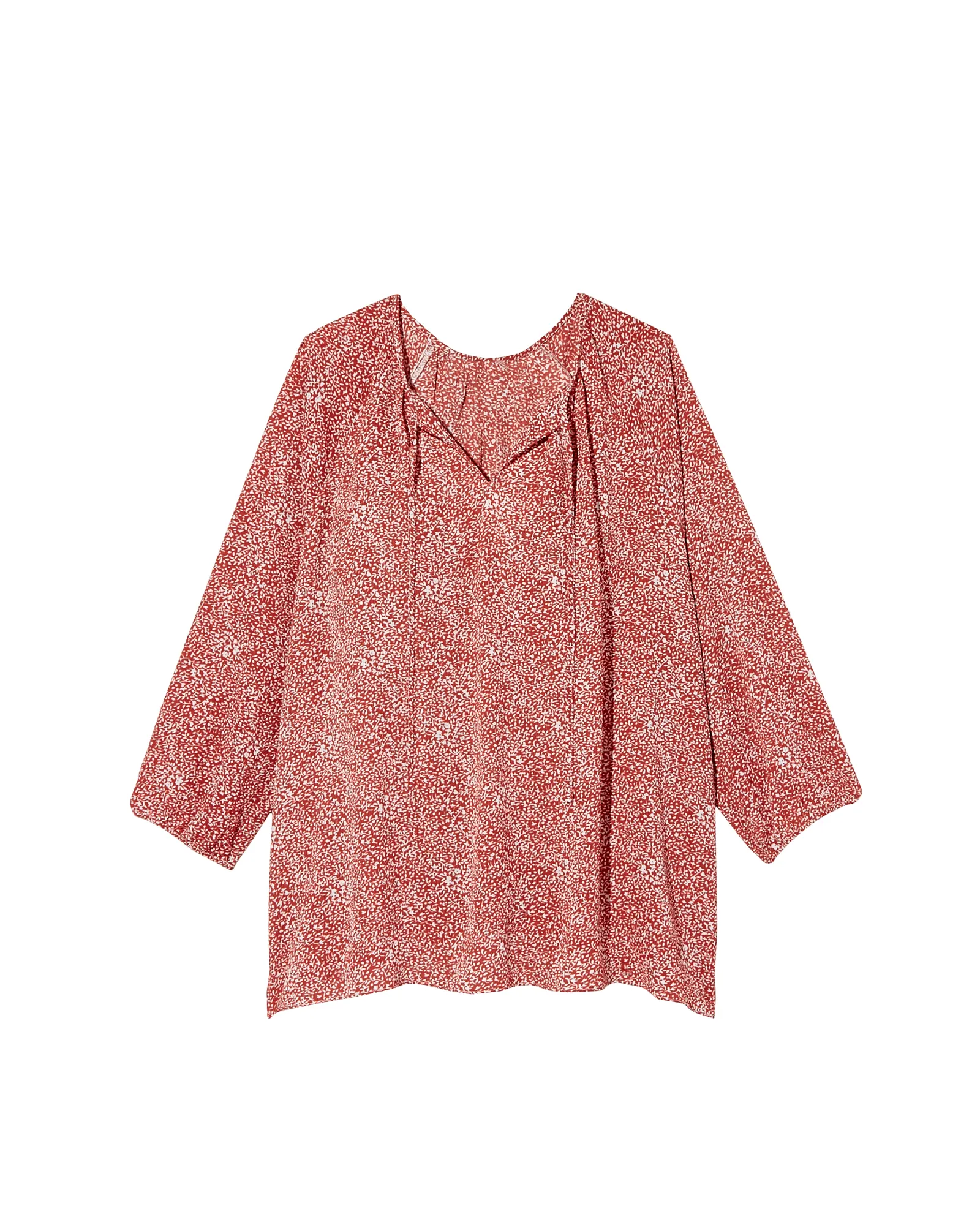 Marshall Knotted Collar Blouse | Red / White