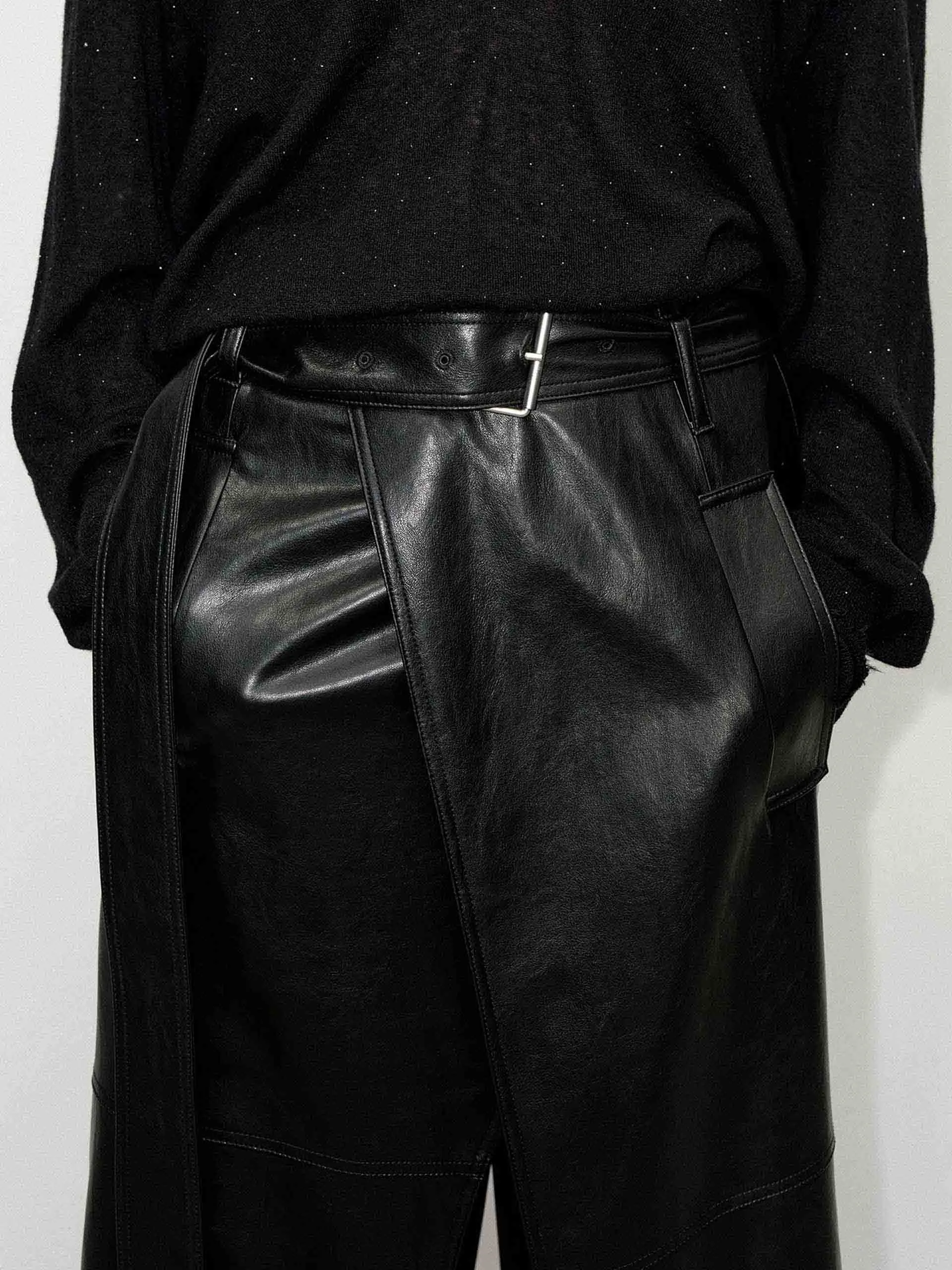 Maxi Slit Detail Leather Skirt