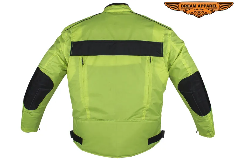 Men's Fluorescent Water Resistant Jacket with Reflective Piping