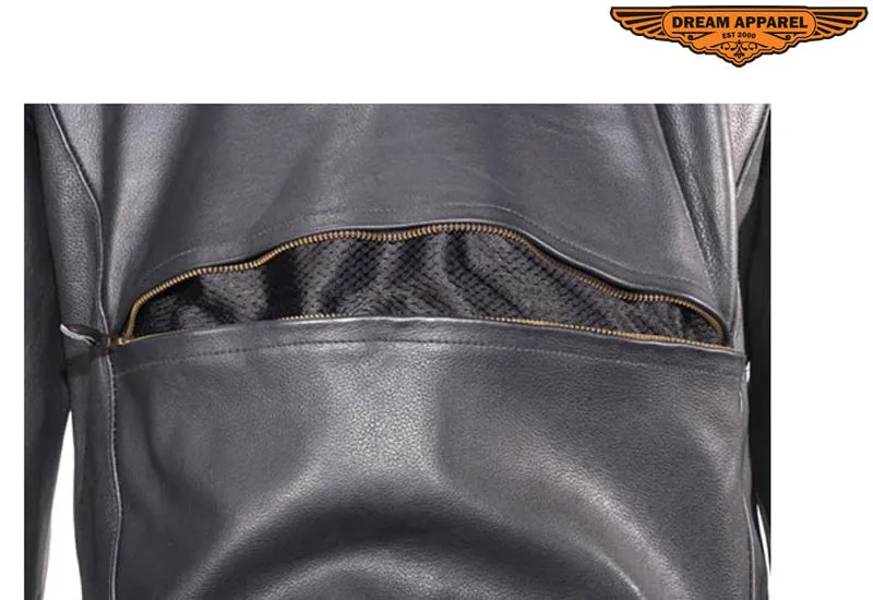 Mens Leather Motorcycle Jacket with Z/o Lining