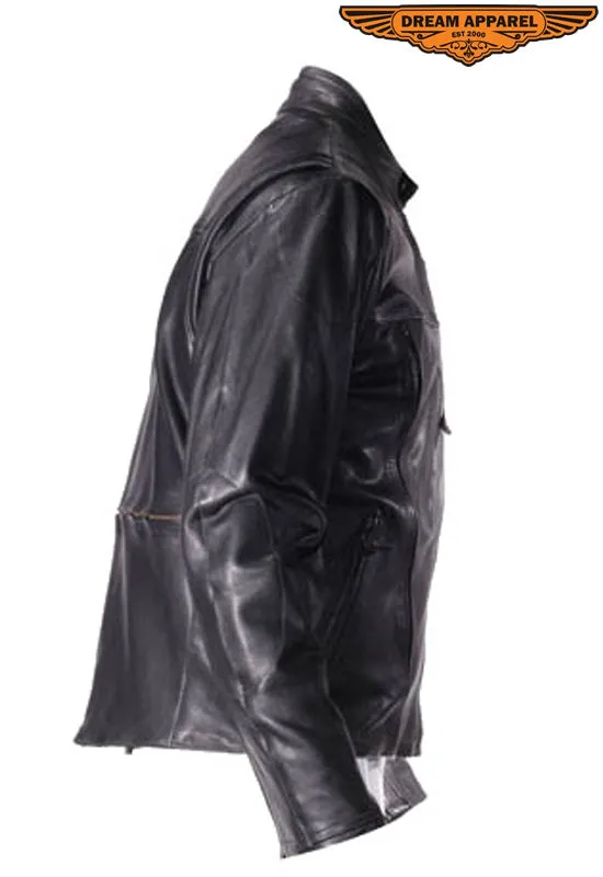 Mens Leather Motorcycle Jacket with Z/o Lining