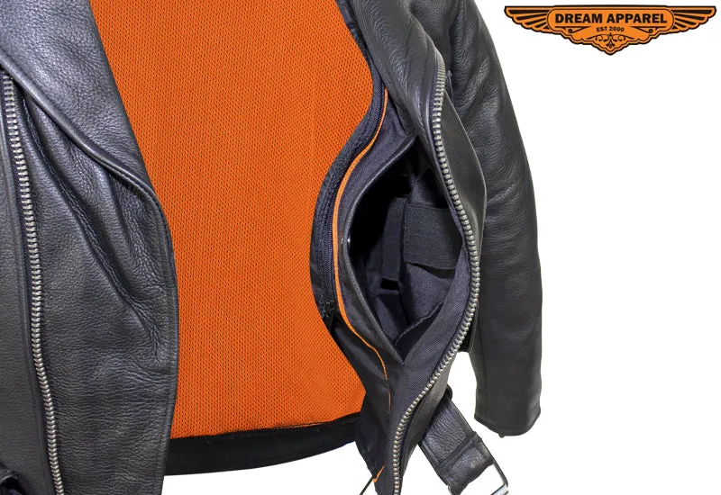 Mens Motorcycle Jacket With 1 Piece Panel For Patches