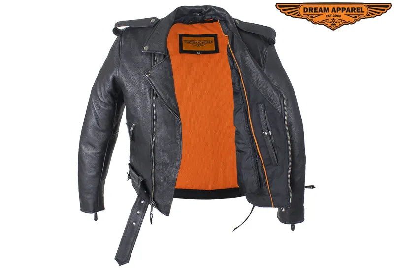 Mens Motorcycle Jacket With 1 Piece Panel For Patches