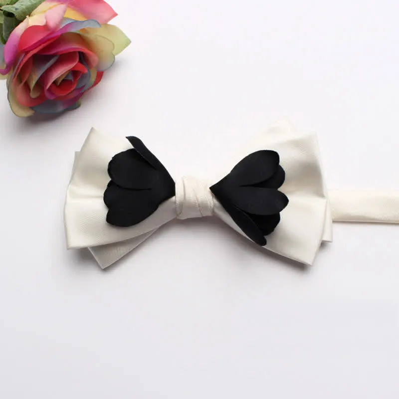 Men's Yarn-dyed Double Layer Flower Ribbon Bow Tie