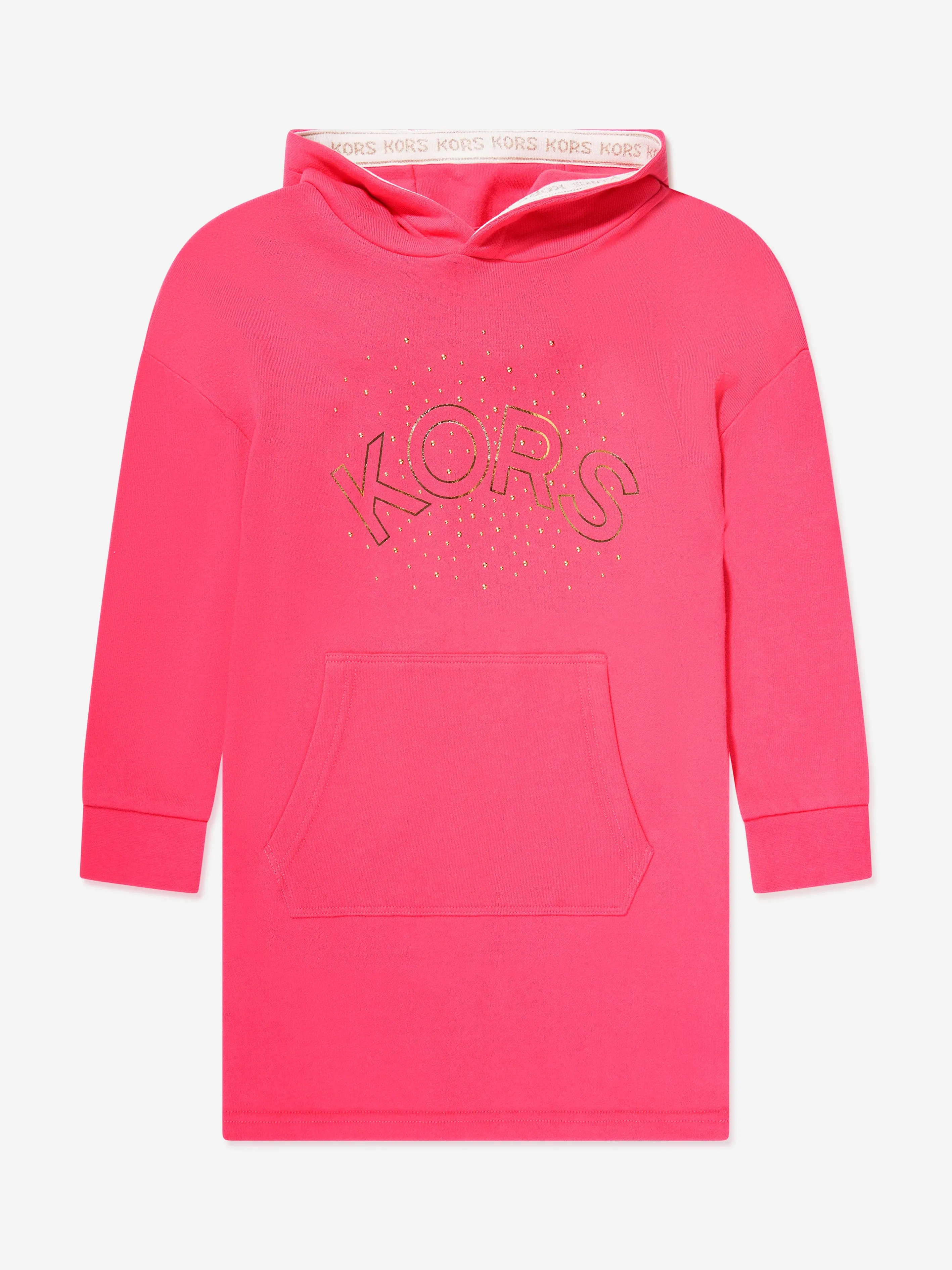 Michael Kors Girls Hooded Sweater Dress in Pink