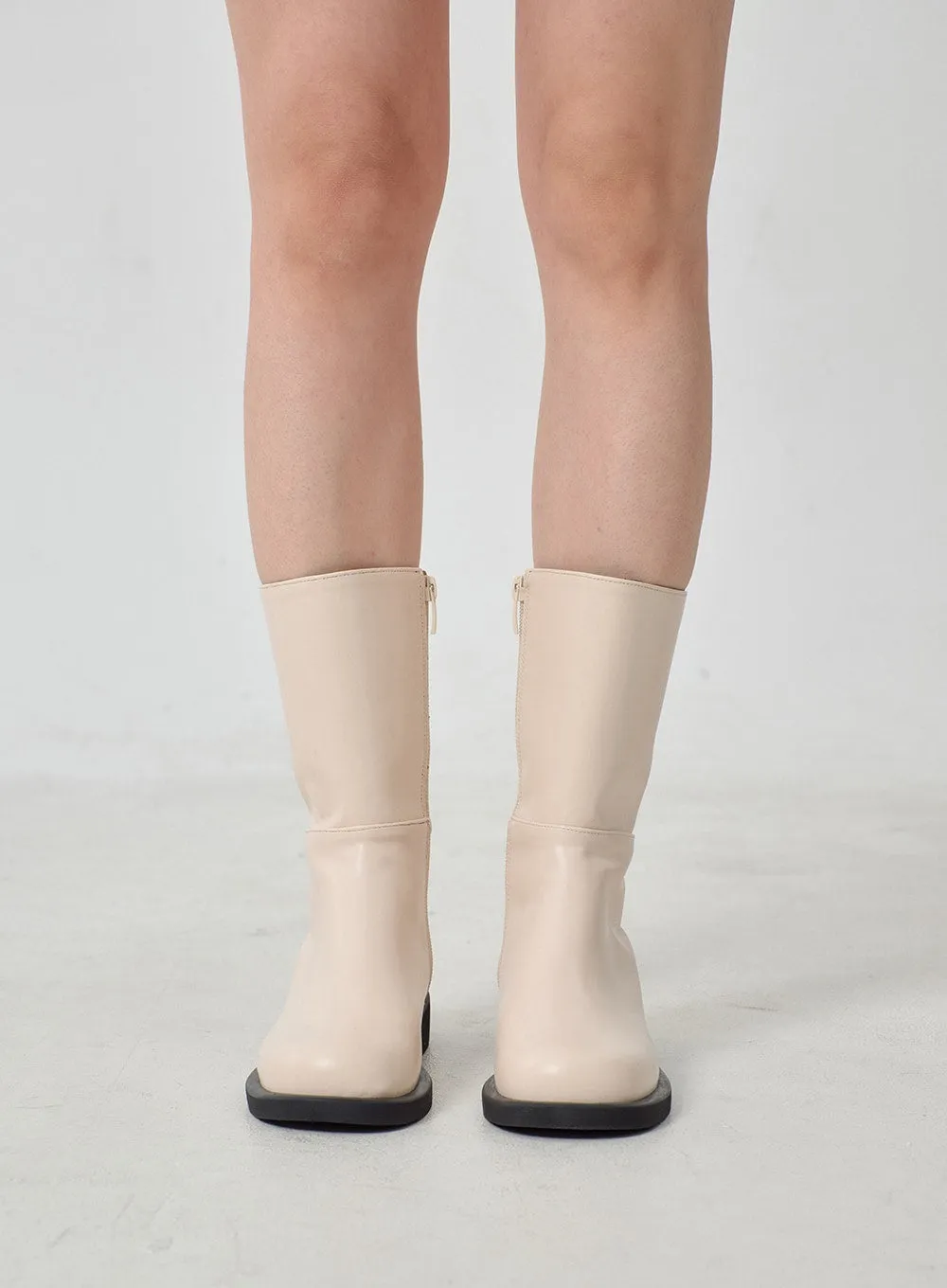 Mid-Calf Side Zip-Up Boots OJ300