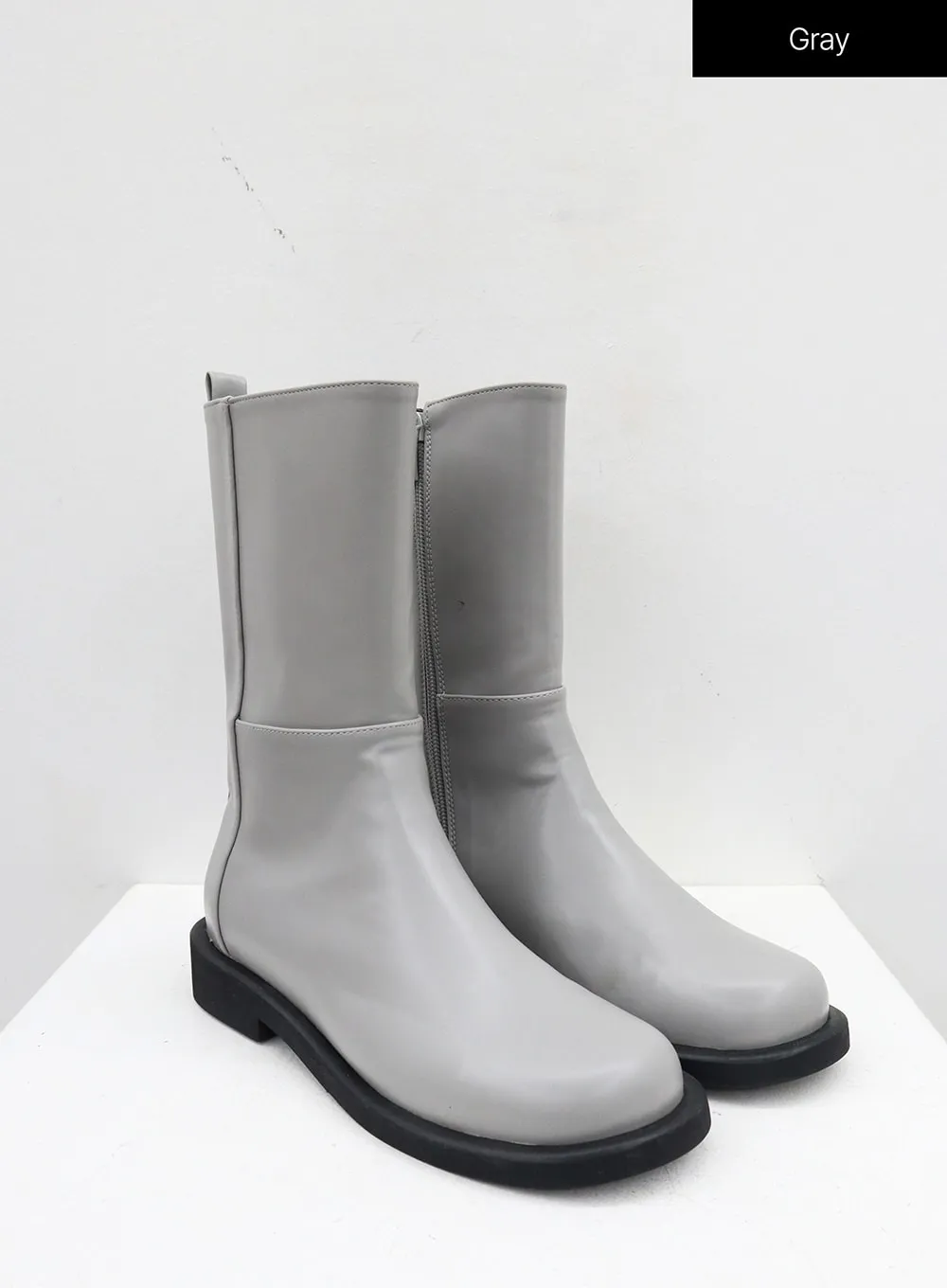 Mid-Calf Side Zip-Up Boots OJ300